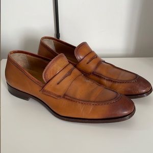 Barney’s New York Mens Leather Loafers, Tan, Size 8